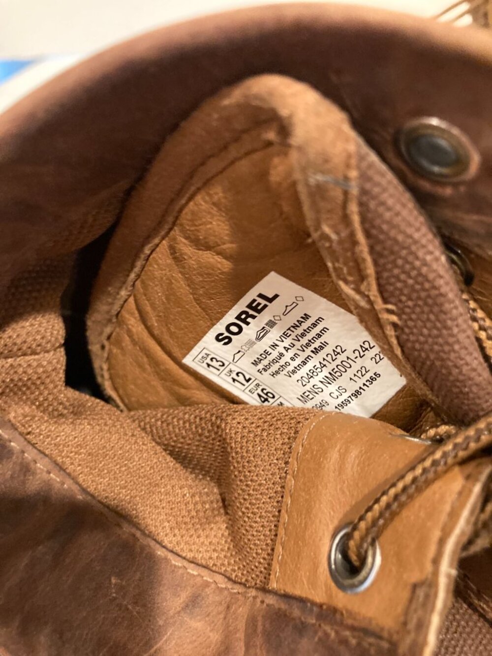 SOREL MENS LEATHER WATERPROOF LACED UP BOOTS SIZE 13 - Picture 7 of 7